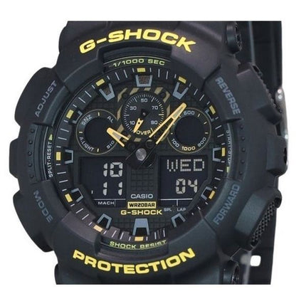 Montre pour homme Casio G-Shock Attention jaune analogique numérique bracelet en résine cadran noir GA-100CY-1A 200M