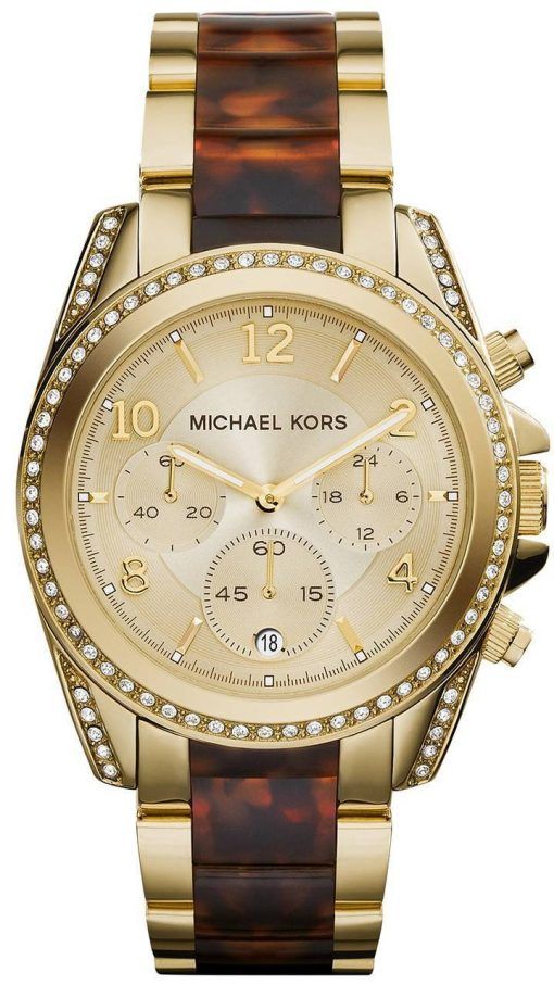 Montre Michael Kors Blair chronographe cadran Champagne cristaux MK6094 féminin