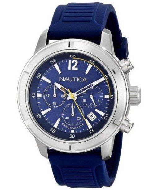 Nautica chronographe cadran bleu Silicone bracelet A17652G montre homme