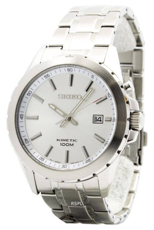 Montre Seiko Kinetic cadran argenté 100M SKA693P1 SKA693P hommes