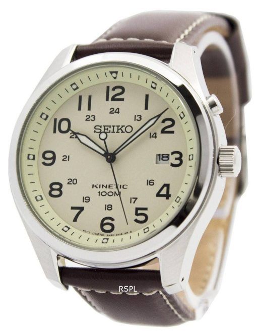 Montre Seiko Kinetic cadran Beige 100M SKA723P1 SKA723P hommes