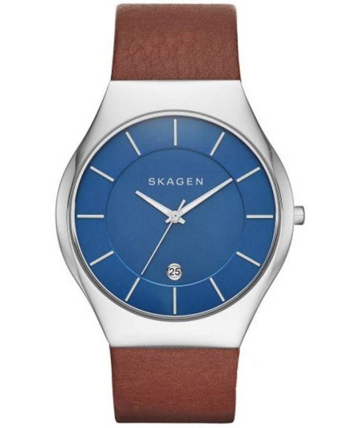 Skagen Grenen Quartz cadran bleu cuir sangle SKW6160 montre homme