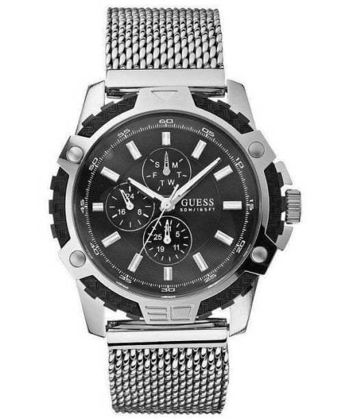 Guess montre Quartz en acier inoxydable cadran noir 50M U17531G masculin