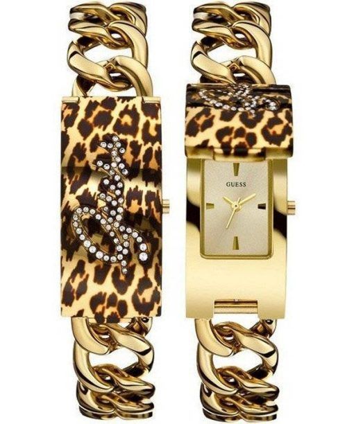 Guess montre couleur or Bracelet impression animale Quartz W0321L5 féminin