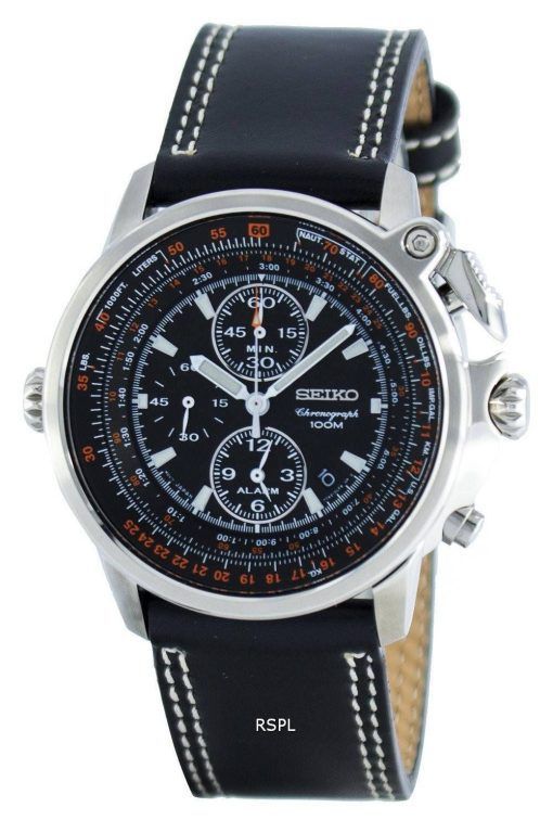 Montre Seiko Pilot Chronographe Quartz alarme SNAB73 SNAB73P1 SNAB73P hommes