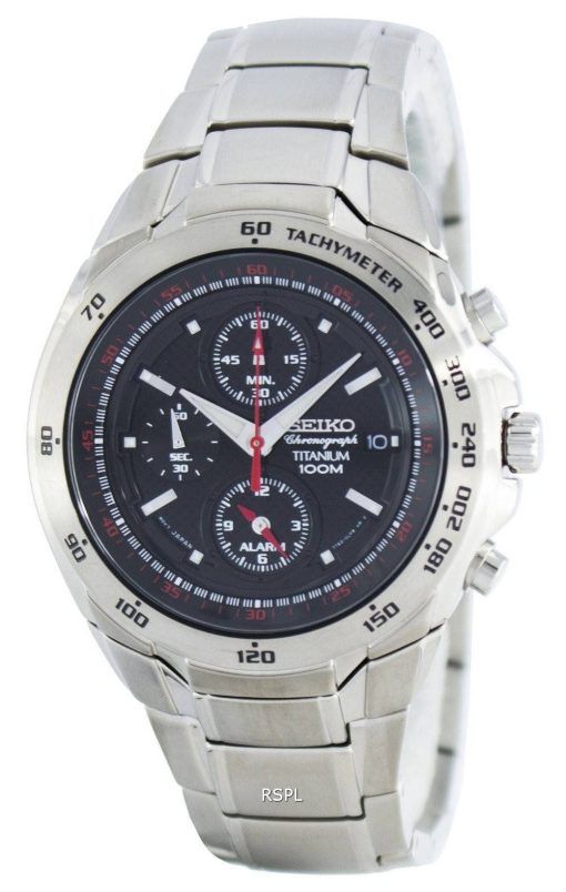 Montre Seiko titane Chronographe Quartz alarme tachymètre SNAB89 SNAB89P1 SNAB89P hommes