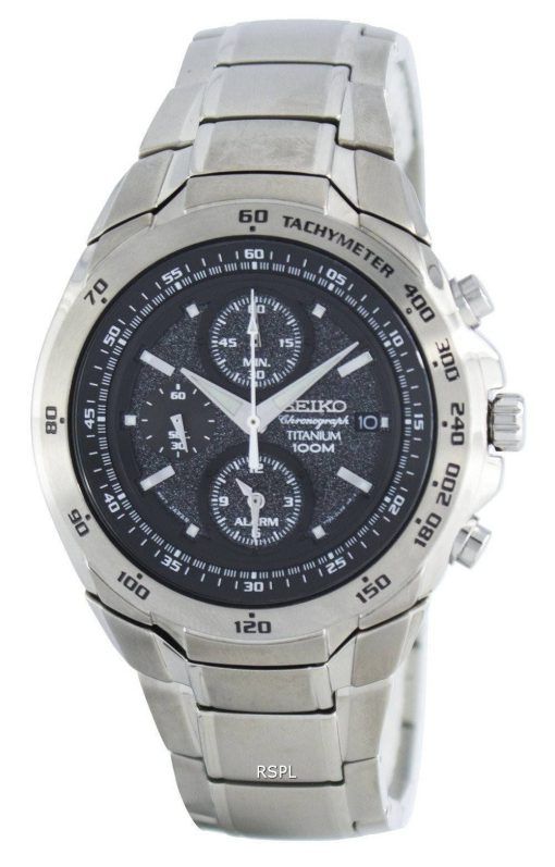 Montre Seiko titane Chronographe Quartz alarme tachymètre SNAB91 SNAB91P1 SNAB91P hommes