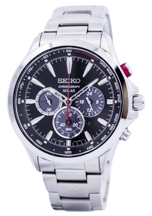 Montre Seiko solaire chronographe tachymètre SSC493 SSC493P1 SSC493P hommes