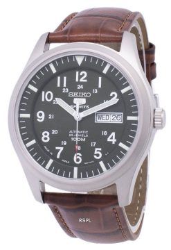 Seiko 5 Sports automatique Japon fait rapport en cuir brun SNZG09J1-LS7 montre homme