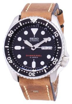 200M Japon Seiko automatique SKX007J1-LS17 Diver fait en cuir marron bracelet montre homme