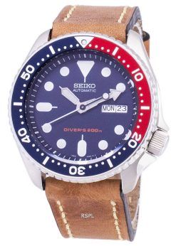 Montre 200M cuir marron bracelet masculin automatique Seiko SKX009K1-LS17 Diver