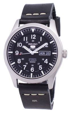 Seiko 5 Sports SNZG15J1-LS14 Japon fait en cuir noir bracelet montre homme