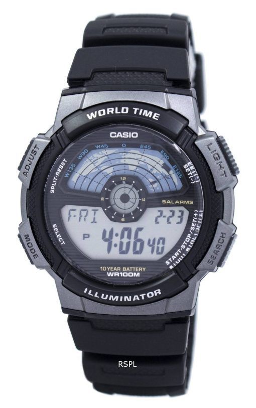 Jeunesse de Casio Digital Illuminator monde temps AE-1100W-1AV montre homme