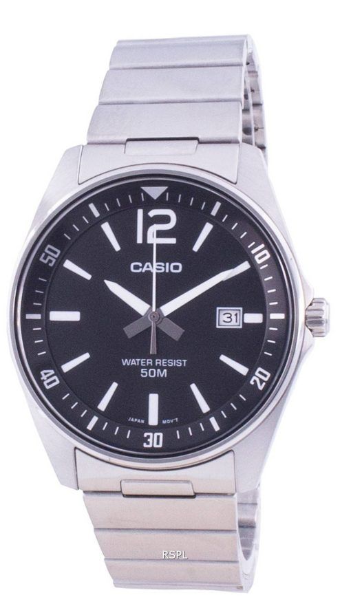 Montre pour homme Casio cadran noir en acier inoxydable à quartz MTP-E170D-1BV MTPE170D-1BV