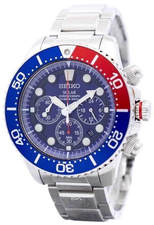 Montre Homme Seiko Prospex Divers SSC019 SSC019P1 SSC019P Reconditionnée Solar Chronograph 200M