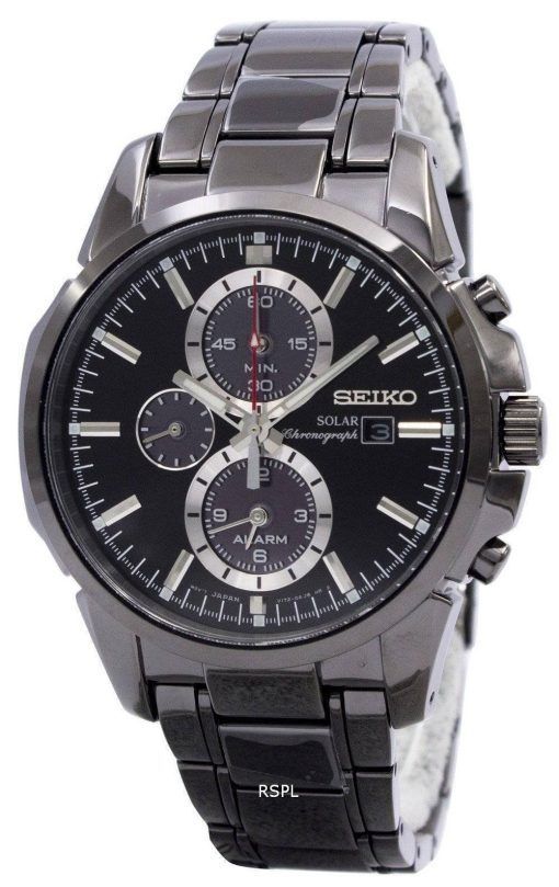 Montre pour homme Seiko Solar Chronograph Alarm Black SSC095 SSC095P1 SSC095P 100M remise à neuf