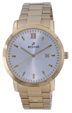 Montre pour homme en acier inoxydable Ã  cadran argentÃ© Westar 50245 GPN 102 en acier inoxydable ton or