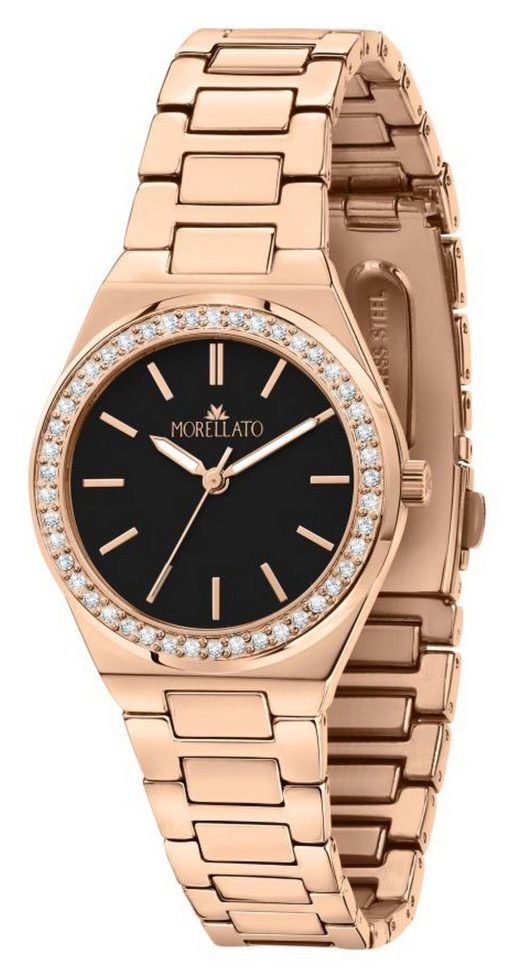 Montre pour femme Morellato Ego cadran noir en acier inoxydable ton or rose R0153164501