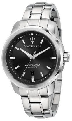 Maserati Successo Cadran Noir Acier Inoxydable Quartz R8853121006 Montre Homme