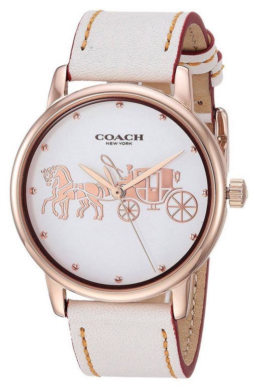 Montre femme Coach Grand cadran blanc en acier inoxydable ton or rose Quartz 14502973