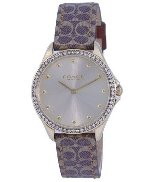 Coach Astor Crystal Accents Bracelet en cuir Quartz 14503218 Montre femme