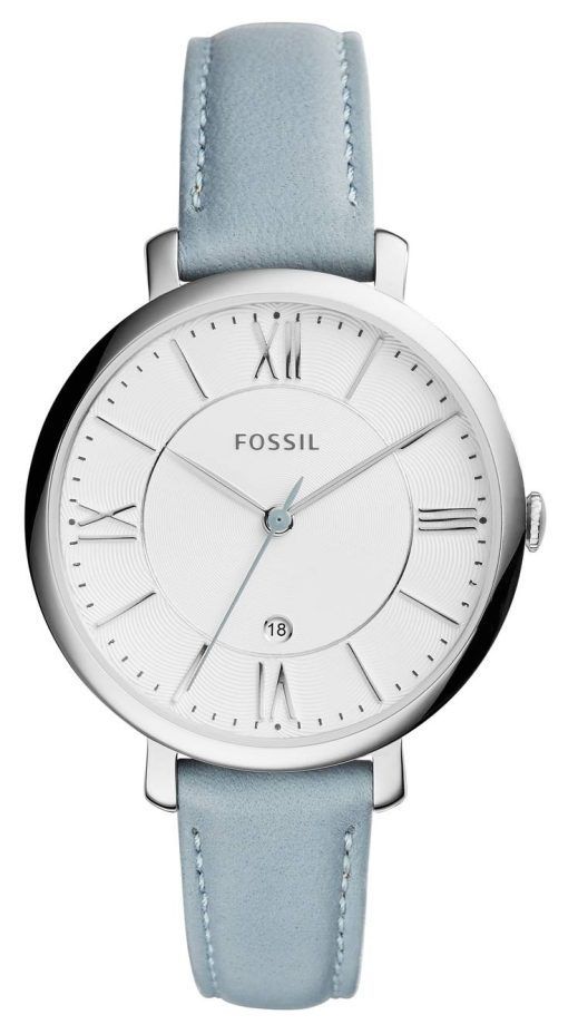 Fossiles montre Jacqueline Quartz fumé cuir bleu bracelet ES3821 féminin