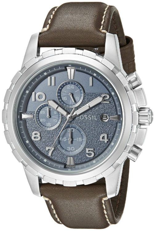 Doyen de Fossil Chronographe Quartz cuir marron foncé sangle FS5022 montre homme