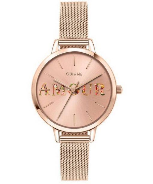 Montre pour femme Oui &amp, Me Fleurette en acier inoxydable ton or rose à quartz ME010043