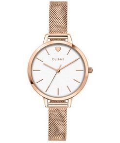 Montre Femme Oui &amp, Me Petite Amourette Cadran Blanc Or Rose Acier Inoxydable Quartz ME010051