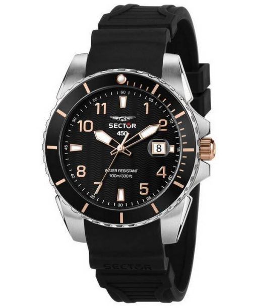 Montre pour homme Sector 450 cadran noir bracelet en silicone quartz R3251276006 100M