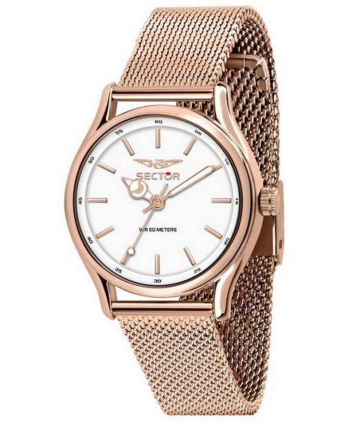 Montre pour femme Sector 660 cadran blanc en acier inoxydable ton or rose à quartz R3253517503