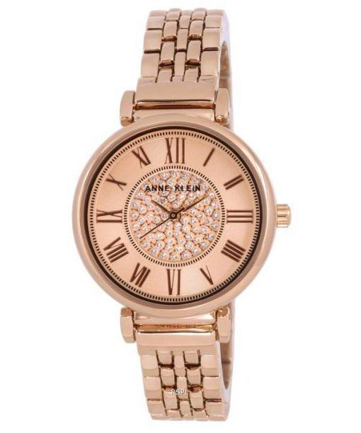 Anne Klein Crystal Accents Rose Gold Tone Cadran Quartz 3872RGRG Montre pour femme