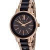 Anne Klein Two Tone Acier Inoxydable Cadran Noir Quartz 3878BKRG Montre Femme