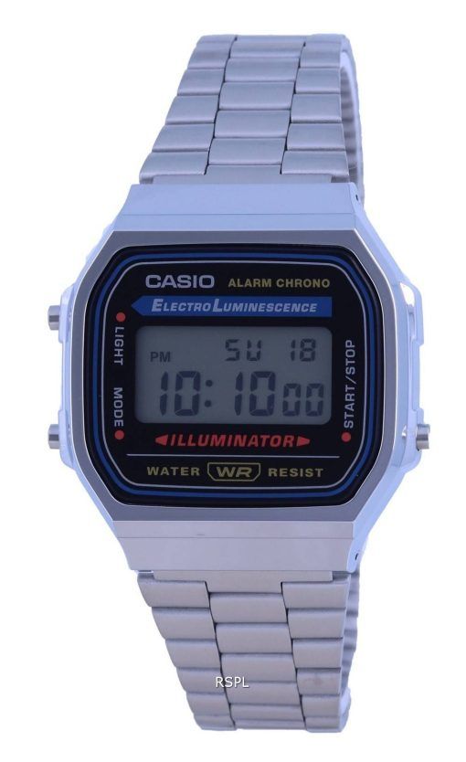 Casio Vintage Acier Inoxydable Résine Numérique A-168WA-1W A168WA-1 Montre Unisexe