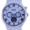 Montre pour homme Citizen Phase de lune à cadran blanc en acier inoxydable Eco-Drive AP1050-81A