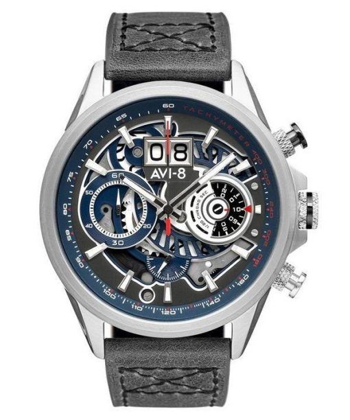 HORS Montre Homme AVI-8 Hawker Harrier II Metador Chronographe Squelette Cadran Gris Et Bleu Quartz AV-4065-04