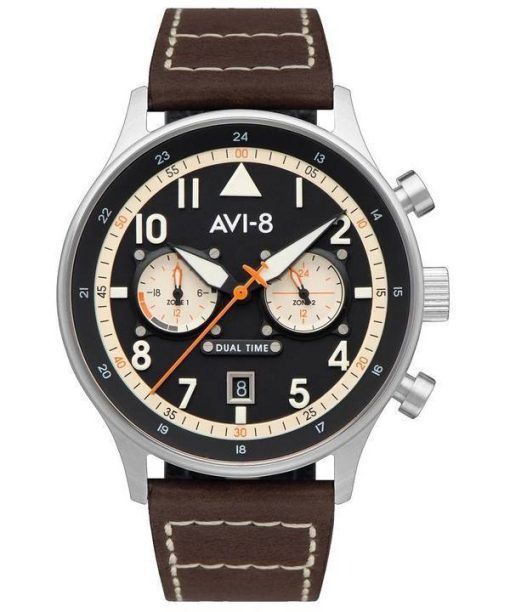 AVI-8 Hawker Hurricane Carey Dual Time Manston Cadran Noir Quartz AV-4088-01 Montre Homme