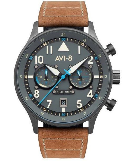 AVI-8 Hawker Hurricane Carey Dual Time Orissa Gris Cadran Quartz AV-4088-04 Montre Homme