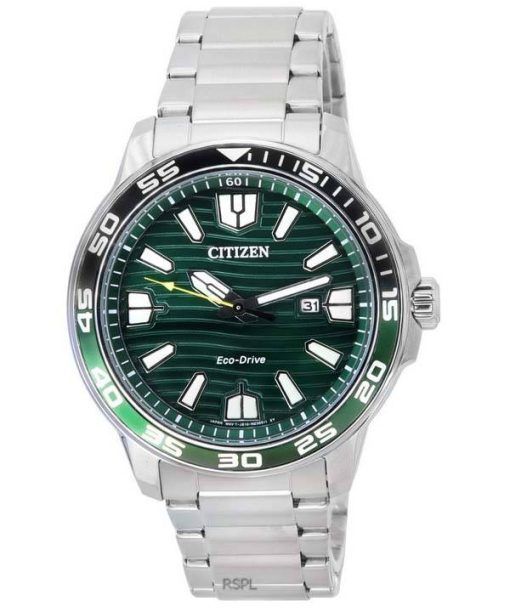 Citizen Marine Sport Cadran Vert Acier Inoxydable Eco-Drive AW1526-89X 100M Montre Homme