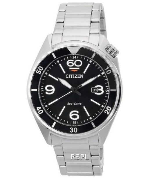 Montre pour homme Citizen Seaplane à cadran noir Eco-Drive AW1710-80E 100M