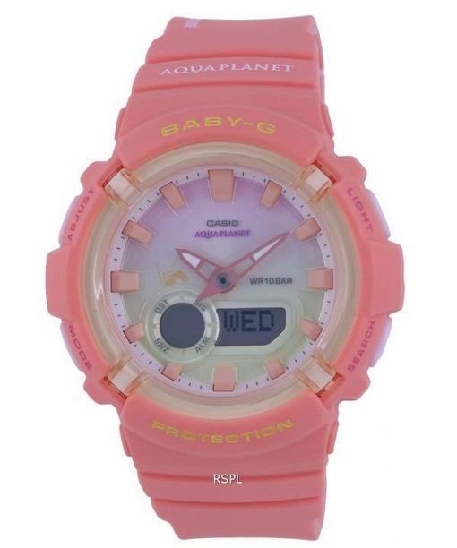 Montre pour femme Casio Baby-G Aqua Planet analogique numérique Quartz BGA-280AQ-4A BGA280AQ-4 100M