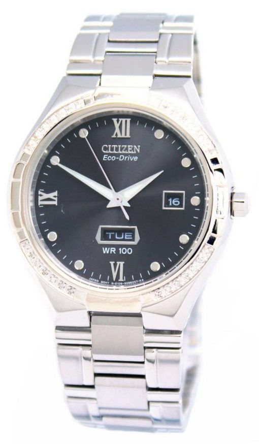 Montre pour homme Citizen Diamond Accents en acier inoxydable avec cadran noir Eco-Drive BM5010-51E