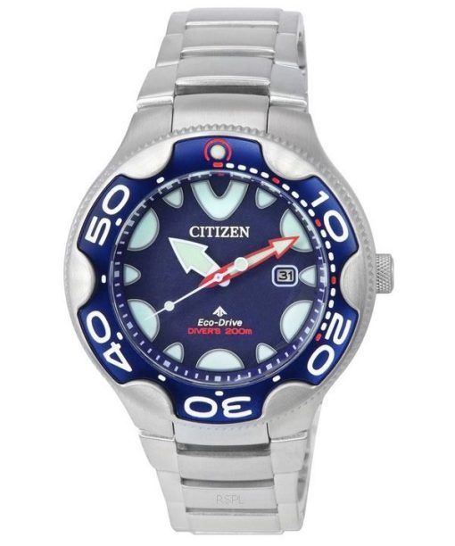 Montre pour homme Citizen Promaster Dive Eco-Drive en acier inoxydable avec cadran bleu BN0231-52L 200M