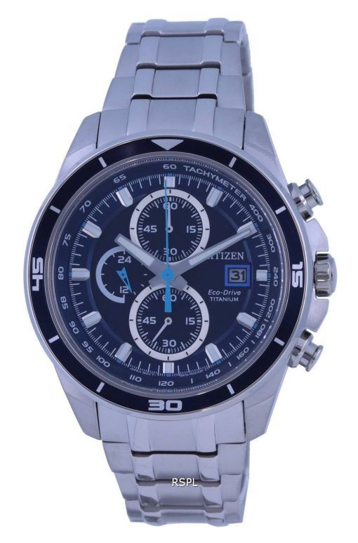 Citizen Brycen Titane Chronographe Cadran Bleu Eco-Drive CA0349-51L 100M Montre Homme fr