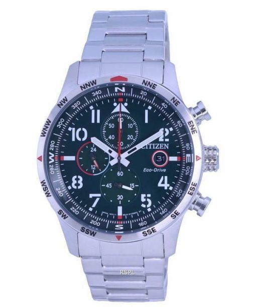 Citizen Aviator Eco-Drive Chronographe Acier Inoxydable Cadran Vert CA0791-81X 100M Montre Homme