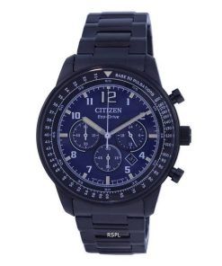 Citizen Chronographe Cadran Bleu Acier Inoxydable Eco-Drive CA4505-80M 100M Montre Homme