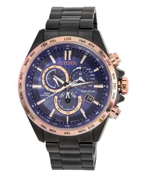 Citizen Eco-Drive Chronographe Radio Contrôlée Cadran Bleu CB5956-89L 100M Montre Homme