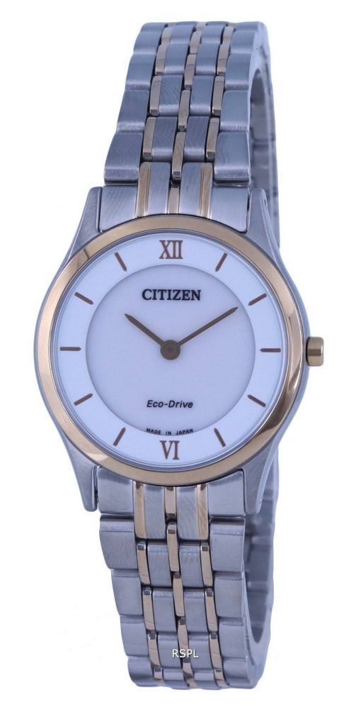 Montre pour femme Citizen Analog Two Tone en acier inoxydable avec cadran blanc Eco-Drive EG3224-57A.G