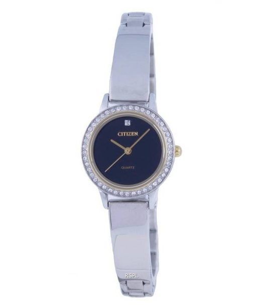 Montre pour femme Citizen Crystal Accents en acier inoxydable avec cadran noir et quartz EJ6134-50E.G