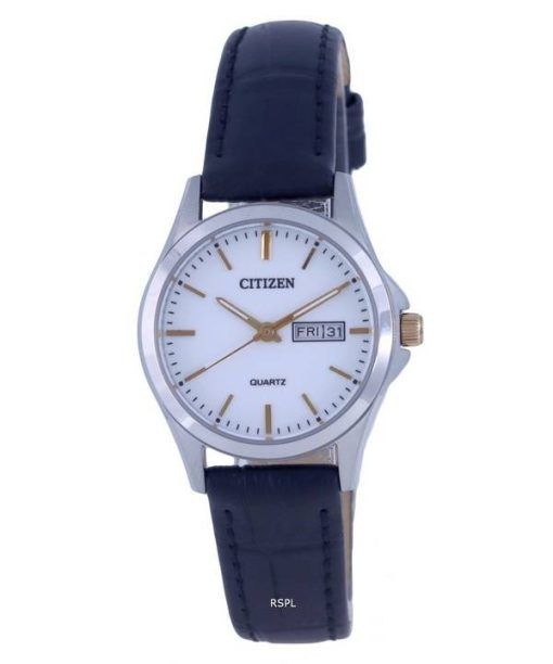 Montre pour femme Citizen analogique en cuir è  cadran blanc et quartz EQ0599-11A.G